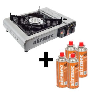 PACK COCINA GAS PORTATIL + 4 CARTUCHOS GAS AIRMEC