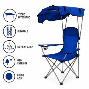 SILLA DE CAMPING PLEGABLE CON TECHO DONNA GARDEN AZUL